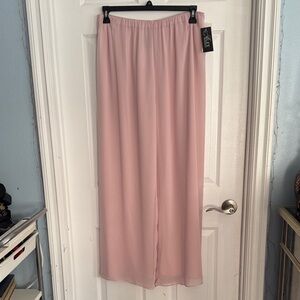 Alex Evenings Blush Pink Wide-Leg Chiffon Pants